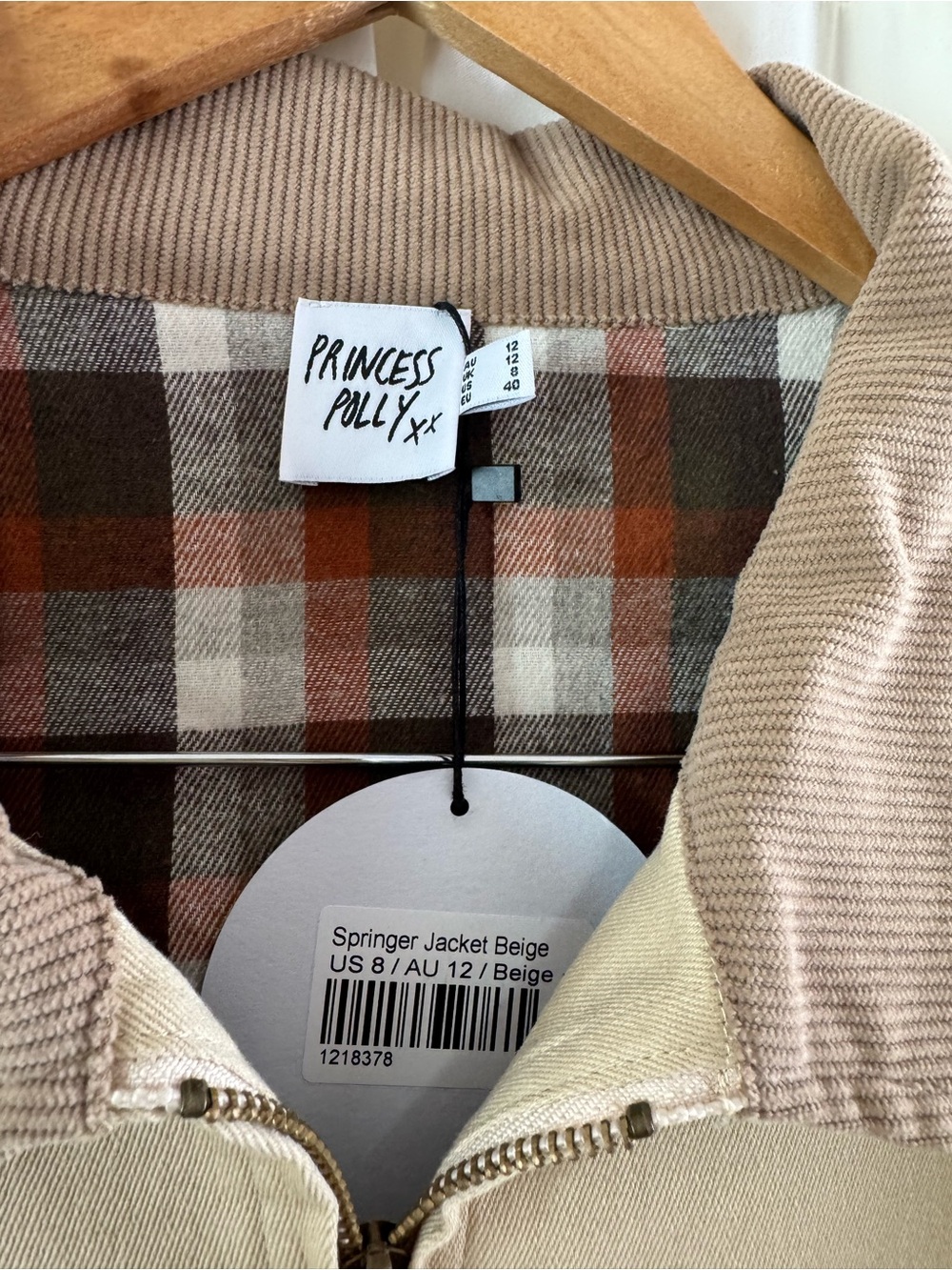 Princess Polly Springer Jacket Beige Tan Barn Jacket Size 8 NEW Fall Autumn - Picture 6 of 7